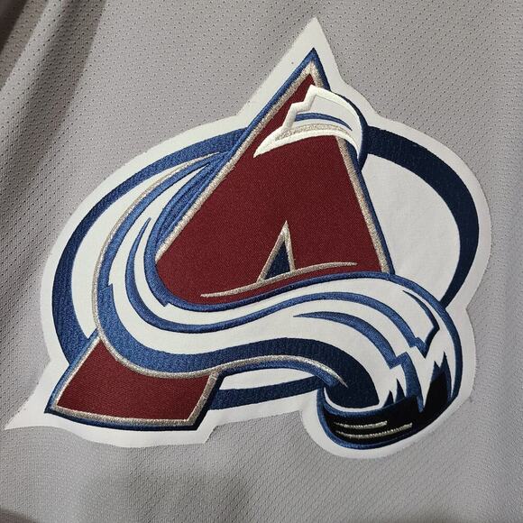 Adult L *STAINED* AVALANCHE Jersey CCM NHL Large Gray LS Center Ice CCM VTG 90s - Picture 4 of 13